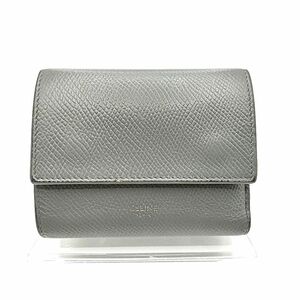 CELINE　セリーヌ　スモール トリフォールドウォレット コンパクト 三つ折り財布 グレインカーフレザー　グレー　約W10.5cmxH8.5cmxD4m