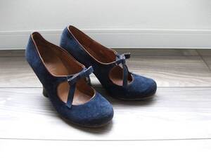 スペイン製☆CHIE MIHARAチエミハラ☆ヒールパンプス☆NAVY☆35.5☆スエード☆太ヒール☆