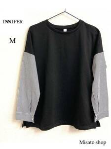 ★INNIFER★ インニファー トップス コットン 袖切替デザインシャツ M