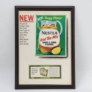 『 ネスレ ネスティ― 』ビンテージ 広告　60年代　フレーム 付 ポスター 当時物 額付 LIFE 雑誌 アンティーク NESTEA LCED TEA MIX