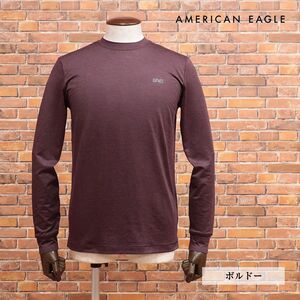 1円/AMERICAN EAGLE/Mサイズ/丸首カットソー 2171-3329 メッシュ ジャージー 抜群の伸縮性 スポーティー 長袖 新品/赤/ボルドー/jb144/