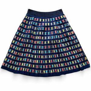 美品◆海の色に砂の色... ◆mina perhonen ミナペルホネン bobbin ボビン スカート skirt embroidery 刺繍 エンブロイダリー 36