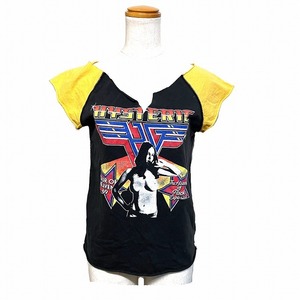 ヒステリックグラマー HYSTERIC GLAMOUR Tシャツ オープンフロントネック ノースリーブ ダメージ加工 ヒスガール ブラック