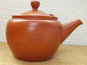 中古 常滑焼 急須 吉川雪堂 壺堂刻 達磨 ダルマ だるま 朱泥 煎茶道具 茶注 茶器 陶器 焼き物 在銘 レトロ TOKONAMEYAKI とこなめ焼 JAPAN