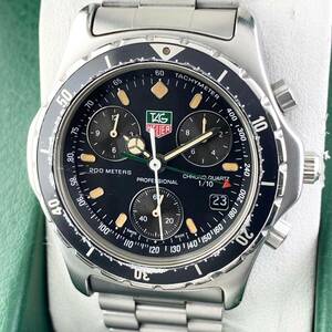 【1円〜】TAG HEUER タグ ホイヤー 腕時計 メンズ 570.206 クロノグラフ ブラック文字盤 プロフェッショナル 200m デイト 可動品