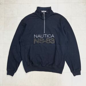 【人気】NAUTICA ノーティカ ハーフジップスウェットシャツ トレーナー プルオーバー メンズ Sサイズ 古着 裏起毛 C-132