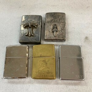 B026△ ZIPPO ジッポー 5個セット SOLID BRASS/クロス/ARMOR アーマー/ゴールドカラー 他 ジッポ オイルライター 喫煙具 まとめ ⑩