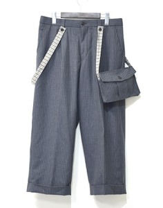 FRAPBOIS（フラボア）サスペンダー クラッチ パンツ ストラップ ストライプ クロップド WOOL PANTS スラックス ポーチつき 7分丈 8分丈 　