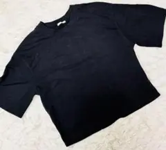 Gu ジーユ－【S】レディースカットソー 半袖Tシャツ ワイドシャツ 黒