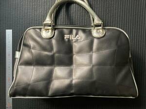 ファッション小物　☆　レア貴重　手提げ鞄・カバン　FILA　フィラ　ブラック×シルバー　小型バッグ　小物入れ　スポーツバッグ　ポーチ