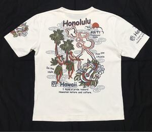 夏T ANTI ハワイ Tシャツ 40 ( M 程度 ) ホワイト ベージュ HAWAII フラダンス ウクレレ honolulu