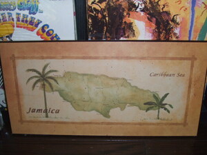 ★ ジャマイカ / ジャマイカの地図 レゲエ 壁掛け 合板 / サイズ縦26cm横52cm厚さ1.3cm ★