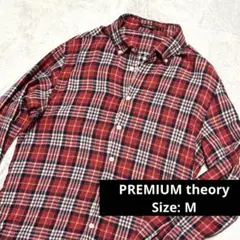 セオリー PREMIUM theory 長袖 チェックシャツ 赤 青 M【良品】