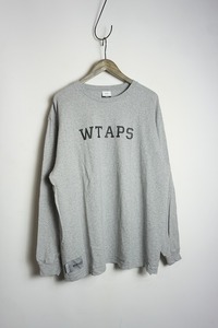 美品 23AW WTAPS ダブルタップス COLLEGE LS カレッジ ロゴ 長袖 Tシャツ カットソー 灰 サイズ02 本物 107P