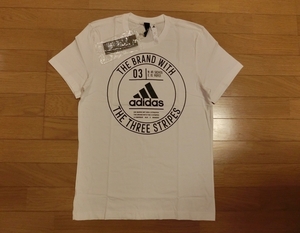 未着用 メンズ adidas アディダス Tシャツ Mサイズ 167cm~173cm WHITE 白 × 黒 男性用 新品 未使用