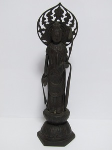 m21-8103[SAI] 在銘 光雲 古銅 斑紫銅？聖観世音菩薩 高さ39cm 1.75kg 仏像 仏教美術 古美術 置物 ブロンズ 彫刻