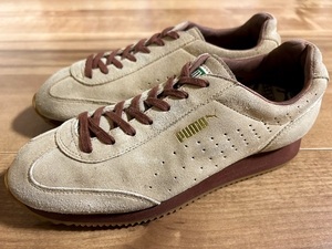 オールド、レア! PUMA プーマ UNKNOWN SHOES モデル名不明 ベージュ 日本製 23cm US5 匠 ビンテージ ドイツ ユーゴ クライド スエード