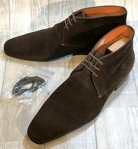 Santoni サントーニ◆25cm 6.5◆ITALY製◆チャッカブーツ プレーントゥ 革靴 スエードレザー 本革 ビジネスシューズ ドレス 靴 メンズ 焦茶