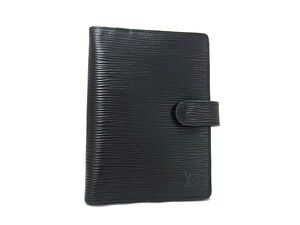 1円 ■極美品■ LOUIS VUITTON ルイヴィトン R20052 エピ アジェンダPM 6穴式 手帳カバー スケジュール帳 アドレス帳 ブラック系 FL3021