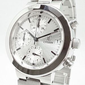 稼動品 美品 CITIZEN シチズン XC クロスシー 0560-H25969 クオーツ クロノグラフ デイト ベルト純正 シルバー レディース 腕時計 UKTC