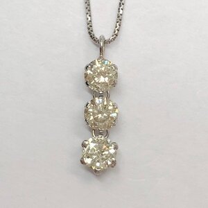 ★オシャレ■特価品■ネックレス■ダイヤ合計０．５０ｃｔ■プラチナＰｔ９００/Ｐｔ８５０■１．９ｇ■４６ｃｍ（スライド式）■中古品■