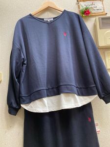 3L新品polo紺カットソーセットアップ 