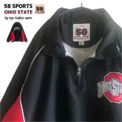 【一点物】OHIO STATE 両面ビッグロゴ刺繍ハーフジップナイロンジャケット