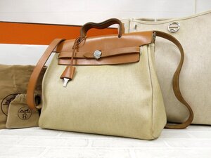 美品◆HERMES エルメス◆エールバッグ アド◆トワルアッシュ カーフ レザー 本革◆ハンド バッグ リュック サック◆キャメル 生成り◆A9260