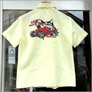 ★70s　ビンテージ　レディース　半袖シャツ　背面プリント　size S★検 アメリカ USA製 古着 アメ車 ワーク 作業着 ユニフォーム 制服