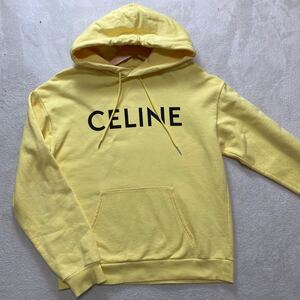 【極美品・現行タグ】 CELINE セリーヌ メンズ プルオーバー パーカー スウェット ビッグロゴ エディ期 イエロー Mサイズ相当