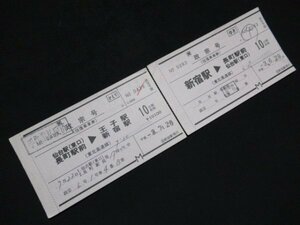 ■JRバス関東 政宗号往復乗車券 新宿駅 番号違い往復セット H3年 ホチキス穴、若干シワあり
