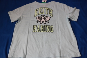 キースへリング　Tシャツ　ライトブルー　バックプリントあり　レディース　XL　Keith Haring コストコ　新品 未使用　