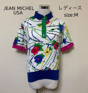 ★早い者勝ち破格SALE★ JEAN MICHEL USA ポロシャツ 花柄 カラフル M