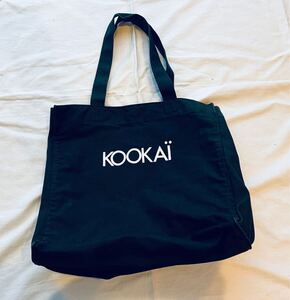 KOOKAI クーカイ キャンバスハンドバッグ 黒☆ トートバッグ 布地バッグ ロゴプリント ビンテージ