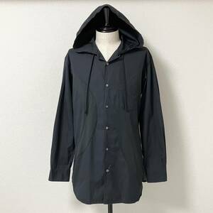 COMME des GARCONS SHIRT メッシュ 切替 長袖 シャツ フーディー 黒 XLサイズ コムデギャルソンシャツ パーカー archive 4070220