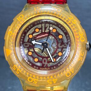 SWATCH スウォッチ SCUBA200 スクーバ200 RED MARINE SDK114 腕時計 アナログ クオーツ 3針 スケルトン 新品電池交換済み 動作確認済み