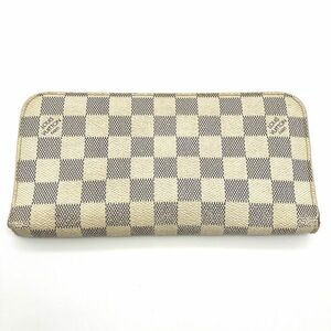 ルイヴィトン LOUIS VUITTON ポルトフォイユ アンソリット ラウンドファスナー 長財布 ダミエ アズール N63072 ベージュ CA3058