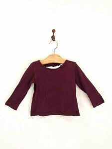 KU0984 ○送料無料 古着 COMME CA DU MODE FOSSETTE コムサデモード キッズ 長袖 Tシャツ サイズ100A 赤 ボルドー 綿100% 女の子