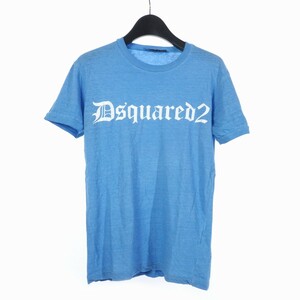 ディースクエアード DSQUARED2 Tシャツ 半袖 フロント ロゴ クールネック XS 青 ブルー S71GD0509 S22507 メンズ