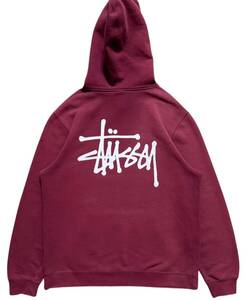 STUSSY ステューシー 両面デザイン ショーンフォントロゴ ビッグロゴ スウェットパーカ Mサイズ バーガンディ