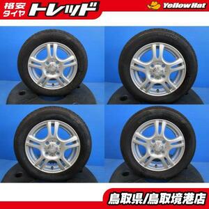 中古 アルミ 13インチ 4J +43 4H100 夏タイヤ 155/65R13 2022年製 ブリジストン 軽自動車 AZワゴン ekワゴン ルークス 境