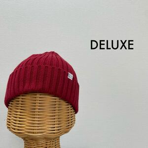 DELUXE デラックス ニット帽 キャップ 帽子 ワッチ ビーニー 日本製 コットン オールシーズン レッド 玉SS1585