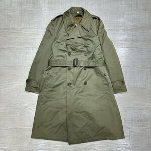 50s Vintage US ARMY ミリタリー トレンチ オーバー コート ライナー 付き TRENCH OVER COAT LICENSED UNDER PAT. NOS. カーキ 系 サイズ L