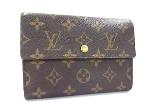 1円■美品■LOUIS VUITTON ルイヴィトン M61200 モノグラム ポルトトレゾーエテュイシェキエ 三つ折り 財布 ウォレット ブラウン系 FE6844