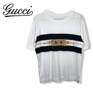 ★gucci グッチ vintage ヴィンテージ グッチ★半袖 マリン Tシャツ カットソー 白 ホワイト 管:C:08