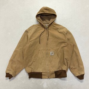 ●carhartt カーハート アクティブパーカー ジャケット ブルゾン フーディー 刺繍タグ ダック地 USA製 ブラウン系 sizeXL メンズ 1.18kg●