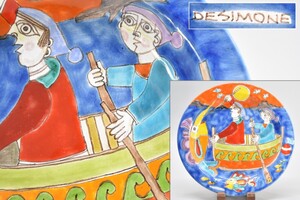 DESIMONE デシモーネ 絵皿 イタリア ハンドペイント 直径25cm プレート 飾り皿 大皿 アンティーク アート インテリア La-95G