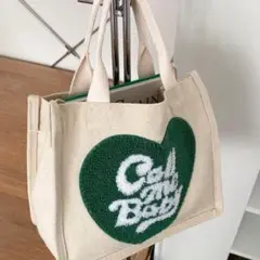 ハート キャンバス バッグ トートバッグ 韓国 可愛い グリーン