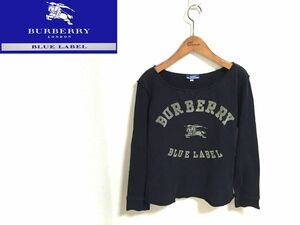 日本製 BURBERRY BLUELABEL トップス レディース ロンＴ 長袖 ブラック ロゴ バーバリー ブルーレーベル 黒 *1