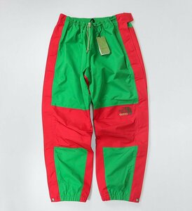 ★未使用 The North Face x Gucci ◆ バイカラー パンツ (グリーン/レッド XXL) グッチ ノースフェイス 国内正規品 下げ札付き ◆BT18